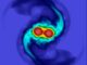 Simulation der Verschmelzung zweier Neutronensterne. (Credits: University of Birmingham)