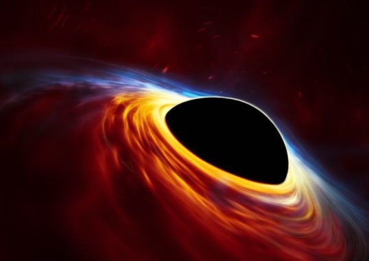 Künstlerische Darstellung eines rotierenden Schwarzen Lochs, das von einer Akkretionsscheibe umgeben ist. (Credits: ESO, ESA / Hubble, M. Kornmesser) Künstlerische Darstellung eines rotierenden Schwarzen Lochs, das von einer Akkretionsscheibe umgeben ist. (Credits: ESO, ESA / Hubble, M. Kornmesser)