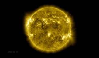 Screenshot aus dem Zeitraffer-Video, das zehn Jahre Sonnenbeobachtungen des SDO umfasst. (Credits: NASA’s Goddard Space Flight Center / SDO)