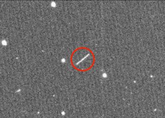 Die Strichspur stammt von dem Asteroiden 2020 QG, der am 16. August 2020 an der Erde vorbeiflog. (Credits: ZTF / Caltech Optical Observatories)
