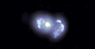 VLBA-Kompositbild von der Galaxie TXS 0128+554. (Credits: Lister, et al.; Sophia Dagnello, NRAO / AUI / NSF)
