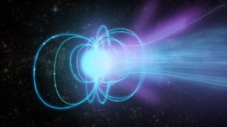 Künstlerische Darstellung eines Magnetars. (Credit: Sophia Dagnello, NRAO / AUI / NSF)