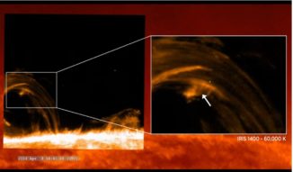 Nanojets in magnetischen Bögen auf der Sonne, aufgenommen vom Interface Region Imaging Spectrograph (IRIS). (Credits: NASA's Goddard Space Flight Center / Scientific Visualization Studio)