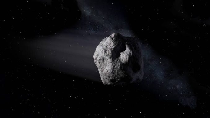 Illustration des kleinen, erdnahen Asteroiden 2020 SW im Weltraum. (Credits: NASA / JPL-Caltech) Illustration des kleinen, erdnahen Asteroiden 2020 SW im Weltraum. (Credits: NASA / JPL-Caltech)