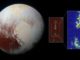 Pluto, aufgenommen von der Raumsonde New Horizons (links). Rechts ist eine Detailaufnahme der Pigafetta Montes zu sehen. Die Farbgebung zeigt den Methangehalt von gering (blau) nach hoch (rot). (Credits: NASA / JHUAPL / SwRI and Ames Research Center / Daniel Rutter)