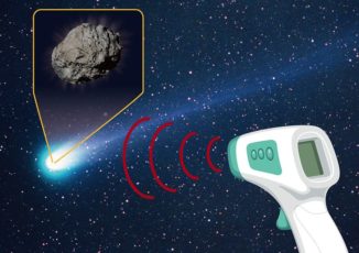 Illustration der Beobachtung thermaler Infrarotwellenlängen eines Kometen. (Credit: Kyoto Sangyo University)