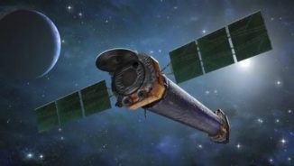 Künstlerische Darstellung des Weltraumteleskops Chandra. (Credits: Harvard-Smithsonian Center for Astrophysics)
