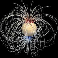 Schematische Darstellung des Magnetfeld Saturns an der Oberfläche. (Credits: Image: Ankit Barik / Johns Hopkins University)