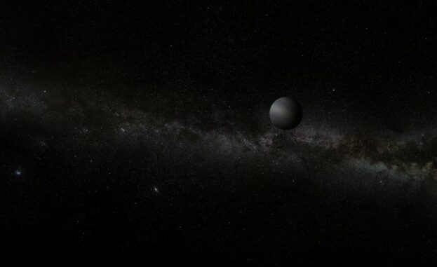 Künstlerische Darstellung eines ungebundenen Planeten ohne Zentralstern. (Credits: A. Stelter / Wikimedia Commons / CC BY 4.0)