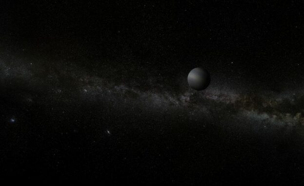 Künstlerische Darstellung eines ungebundenen Planeten ohne Zentralstern. (Credits: A. Stelter / Wikimedia Commons / <a href='https://creativecommons.org/licenses/by/4.0/deed.de' target='_blank' rel="noopener">CC BY 4.0</a>) Künstlerische Darstellung eines ungebundenen Planeten ohne Zentralstern. (Credits: A. Stelter / Wikimedia Commons / CC BY 4.0)