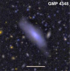 Optische Aufnahme der ultradiffusen Galaxie GMP 4348 im Coma-Galaxienhaufen. (Credits: Grishin et al. 2021)