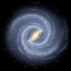 Illustration unserer Milchstraßen-Galaxie in einer frontalen Draufsicht. (Credits: NASA / JPL-Caltech / R. Hurt (SSC / Caltech))