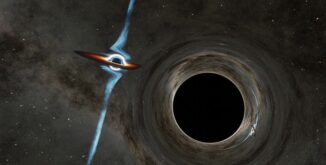 Künstlerische Darstellung zweier einander umkreisender supermassiver Schwarzer Löcher in einem Doppelsystem. (Credits: Caltech / R. Hurt, (IPAC))