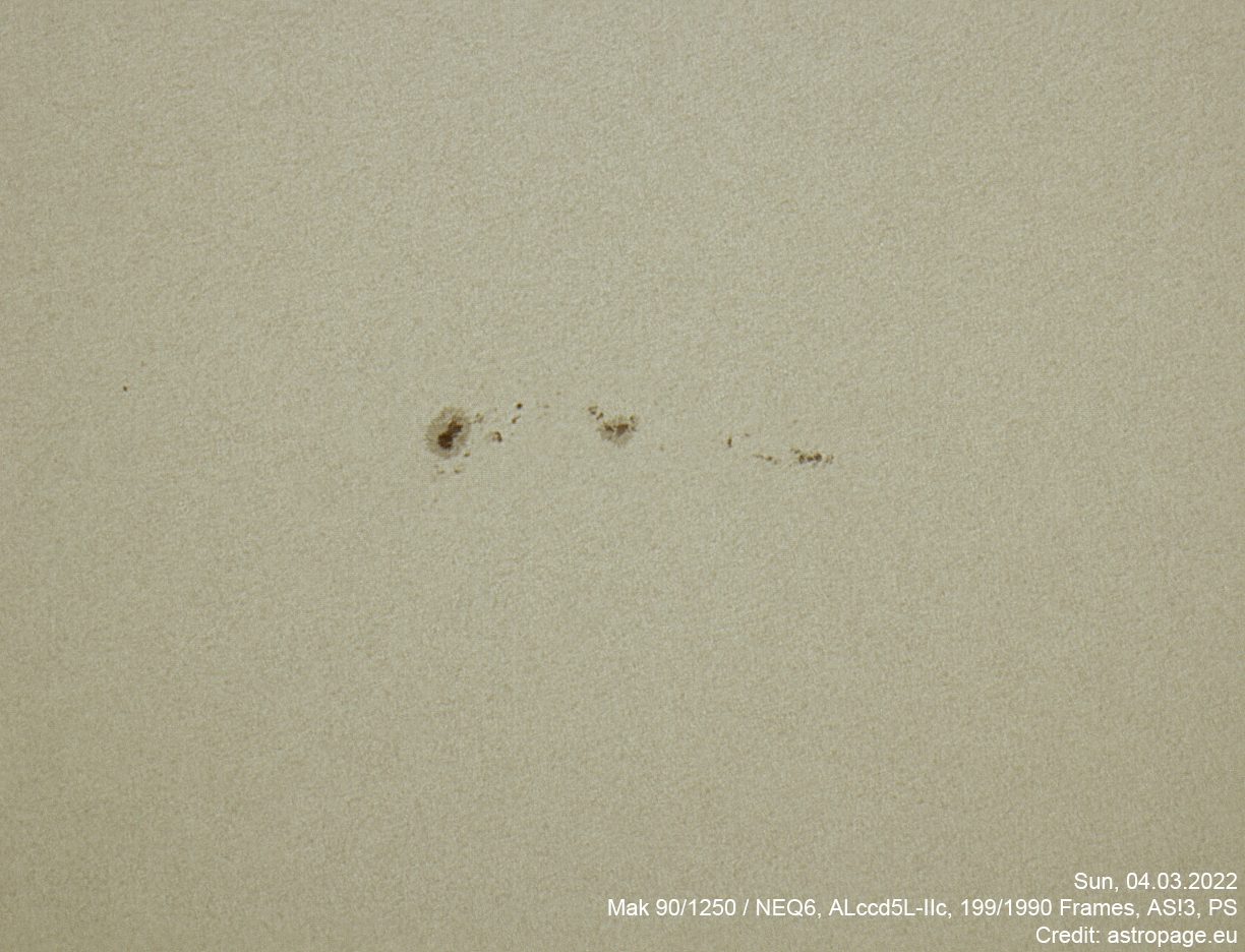 Sonnenflecken am 4. März 2022. (Credits: astropage.eu)