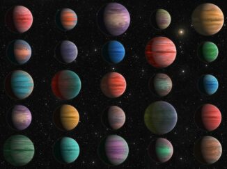 Künstlerische Darstellung der 25 untersuchten Exoplaneten. (Credit: ESA / Hubble, N. Bartmann)