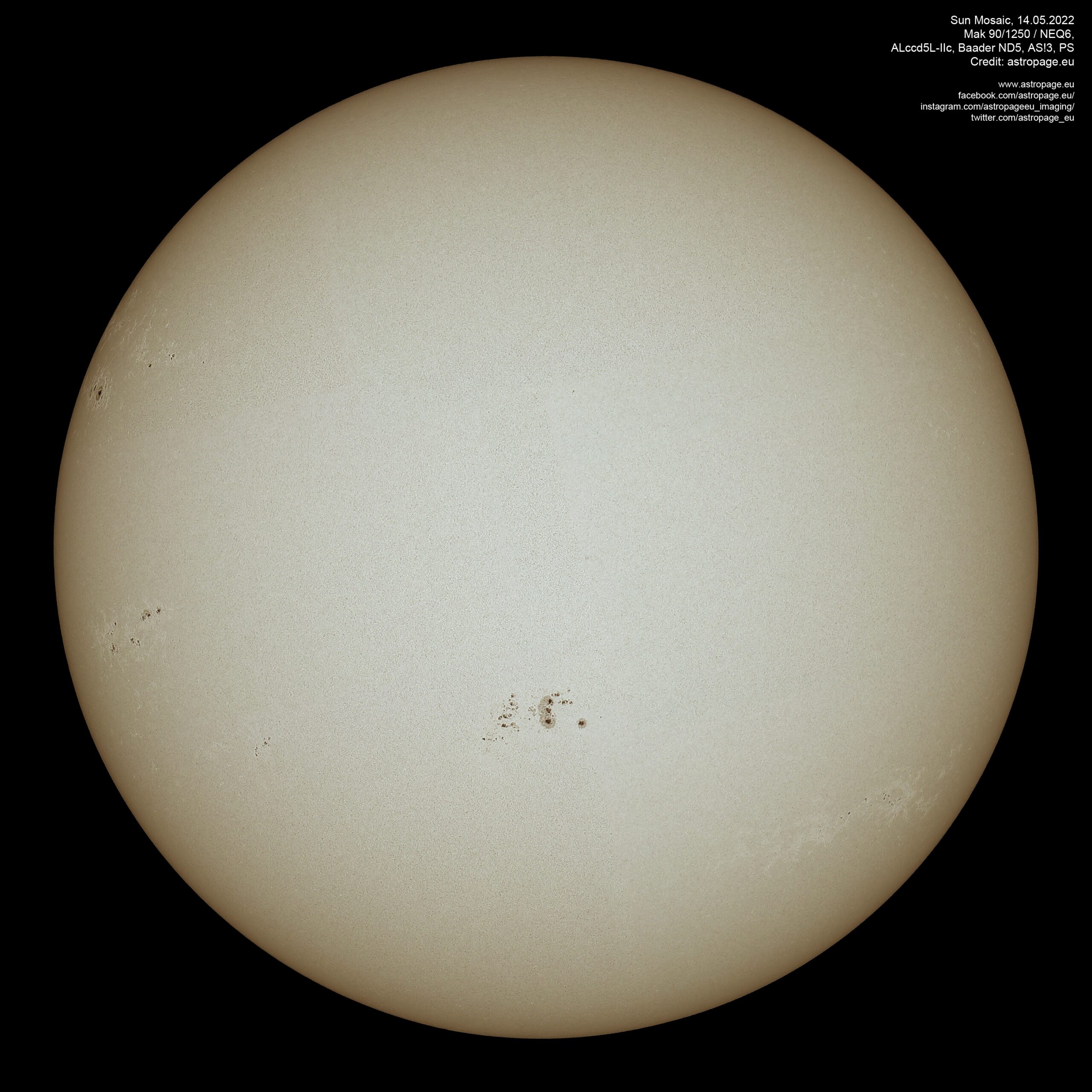 Sonnenmosaik vom 14. Mai 2022. (Credits: astropage.eu)