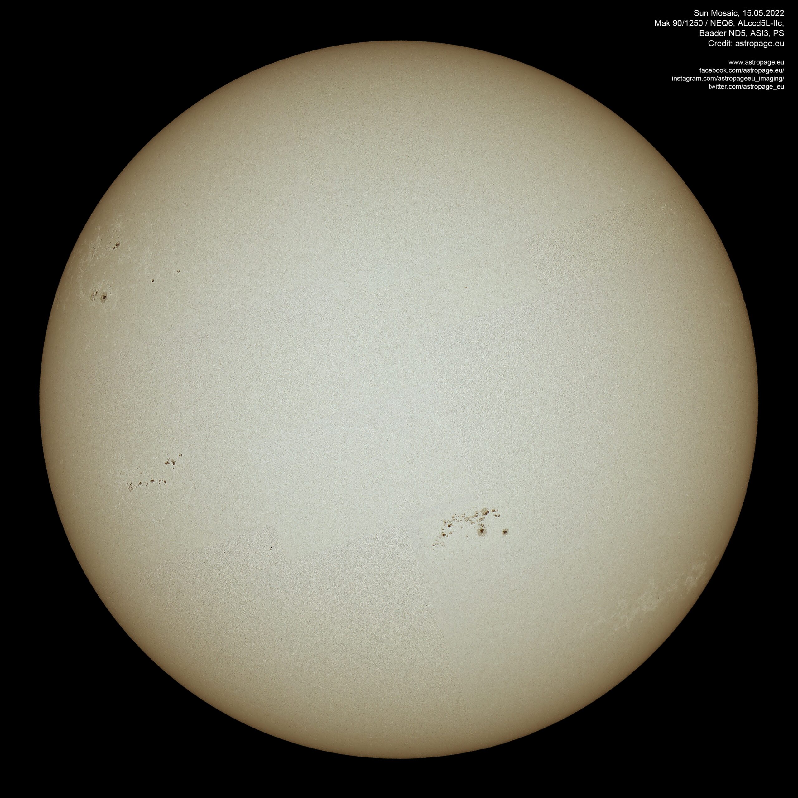 Sonnenmosaik vom 15. Mai 2022. (Credits: astropage.eu)