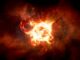 Künstlerische Darstellung des Hyperriesen VY Canis Majoris. (Credits: NASA / ESA / Hubble / R. Humphreys, University of Minnesota / J. Olmsted, STScI)