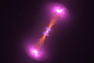Künstlerische Darstellung der Verschmelzung zweier Neutronensterne. (Credits: NASA's Goddard Space Flight Center / CI Lab)