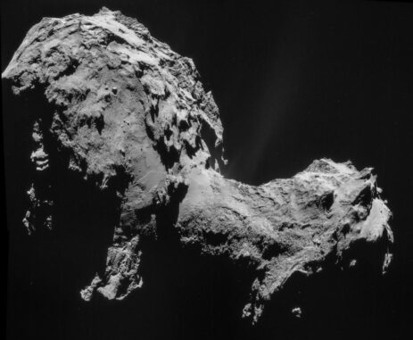 Der Komet 67P/Tschurjumov-Gerassimenko, aufgenommen von der ESA-Raumsonde Rosetta. (Credits: ESA / Rosetta / NAVCAM)
