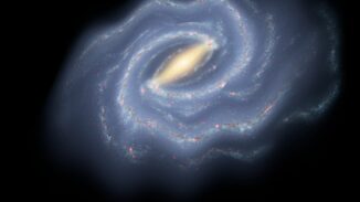 Künstlerische Darstellung der Wellen innerhalb der Milchstraßen-Galaxie (nicht maßstabsgetreu). (Credits: Illustration: NASA / JPL-Caltech / R. Hurt (SSC Caltech))
