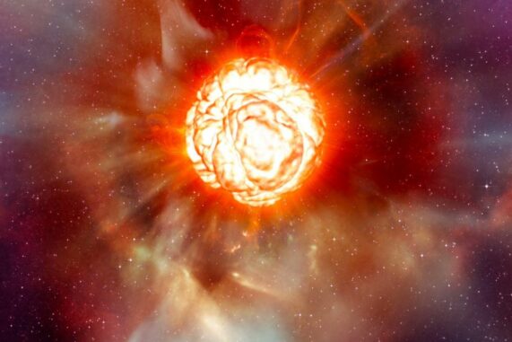 Künstlerische Darstellung des Überriesen Beteigeuze, einem Kandidaten für eine Supernova. (Credits: European Southern Observatory / L. Calçada)