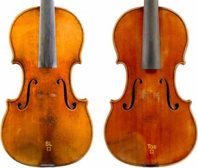 Die beiden untersuchten Stradivari-Violinen San Lorenzo 1718 und der Toscano 1690. (Credits: Adapted from Analytical Chemistry 2022)