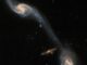 Aufnahme der interagierenden Galaxien Arp 248, erstellt aus Daten von Hubble und dem Victor M. Blanco 4-Meter-Teleskop. (Credits: ESA / Hubble & NASA, Dark Energy Survey / DOE / FNAL / DECam / CTIO / NOIRLab / NSF / AURA, J. Dalcanton)
