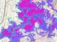 Karte der westlichen Vororte von Brisbane am 28. Februar 2022, erstellt aus Daten von PlanetScope (violett) und Capella (pink). (Credits: OpenStreetMap and Contributors, CC BY SA / University of Queensland)