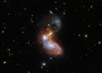 Webb-Aufnahme der verschmelzenden Galaxien II ZW 96. (Credits: ESA / Webb, NASA & CSA, L. Armus, A. Evans)