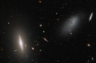 Hubble-Aufnahme der Galaxien LEDA 48062 und UGC 8603. (Credits: ESA / Hubble & NASA, R. Tully)