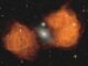 Kompositbild der Radiogalaxie Fornax A, basierend auf optischen Daten und Radiodaten. (Credits: NRAO / AUI)