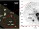 Links: Die Beobachtunggebiete des Surveys der M81-Gruppe (weiße und rote Kreise) auf einem Bild des Sloan Digital Sky Survey. Rechts: Die Position der ultradiffusen Galaxie F8D1. (Credit: NAOJ)