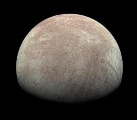 Jupiters Eismond Europa, aufgenommen von der Raumsonde Juno am 29. September 2022. (Credits: NASA / JPL-Caltech / SwRI / MSSS)