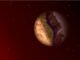 Künstlerische Darstellung eines "Terminatorplaneten" mit einer permanenten Tagseite und einer permanenten Nachtseite. Die dazwischen liegende Terminatorzone könnte ein lebensfreundliches Klima aufweisen. (Credits: Ana Lobo / UCI)