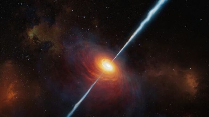 Künstlerische Darstellung eines Quasars. (Credit: ESO / M. Kornmesser)