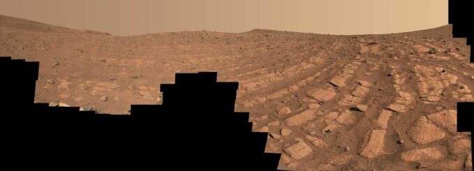 Ein neues Mosaik der Mastcam an Bord des Marsrovers Perseverance zeigt eine Sedimentformation namens Skrinkle Haven. (Credits: NASA / JPL-Caltech / ASU / MSSS) Ein neues Mosaik der Mastcam an Bord des Marsrovers Perseverance zeigt eine Sedimentformation namens Skrinkle Haven. (Credits: NASA / JPL-Caltech / ASU / MSSS)
