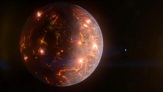 Künstlerische Darstellung des wahrscheinlich vulkanisch aktiven Exoplaneten LP 791-18 d. (Credits: NASA’s Goddard Space Flight Center / Chris Smith (KRBwyle))