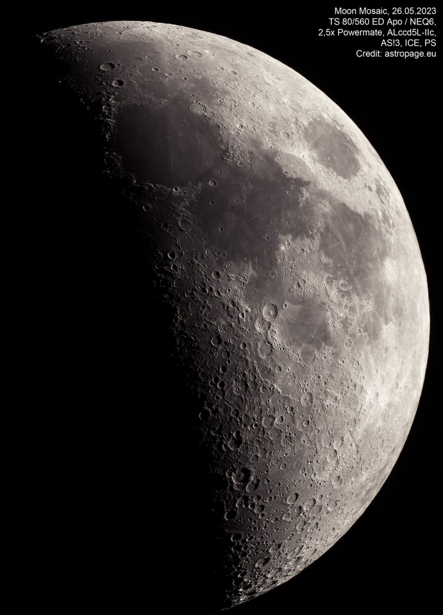 Der zunehmende Mond am 26. Mai 2023. (Credits: astropage.eu)