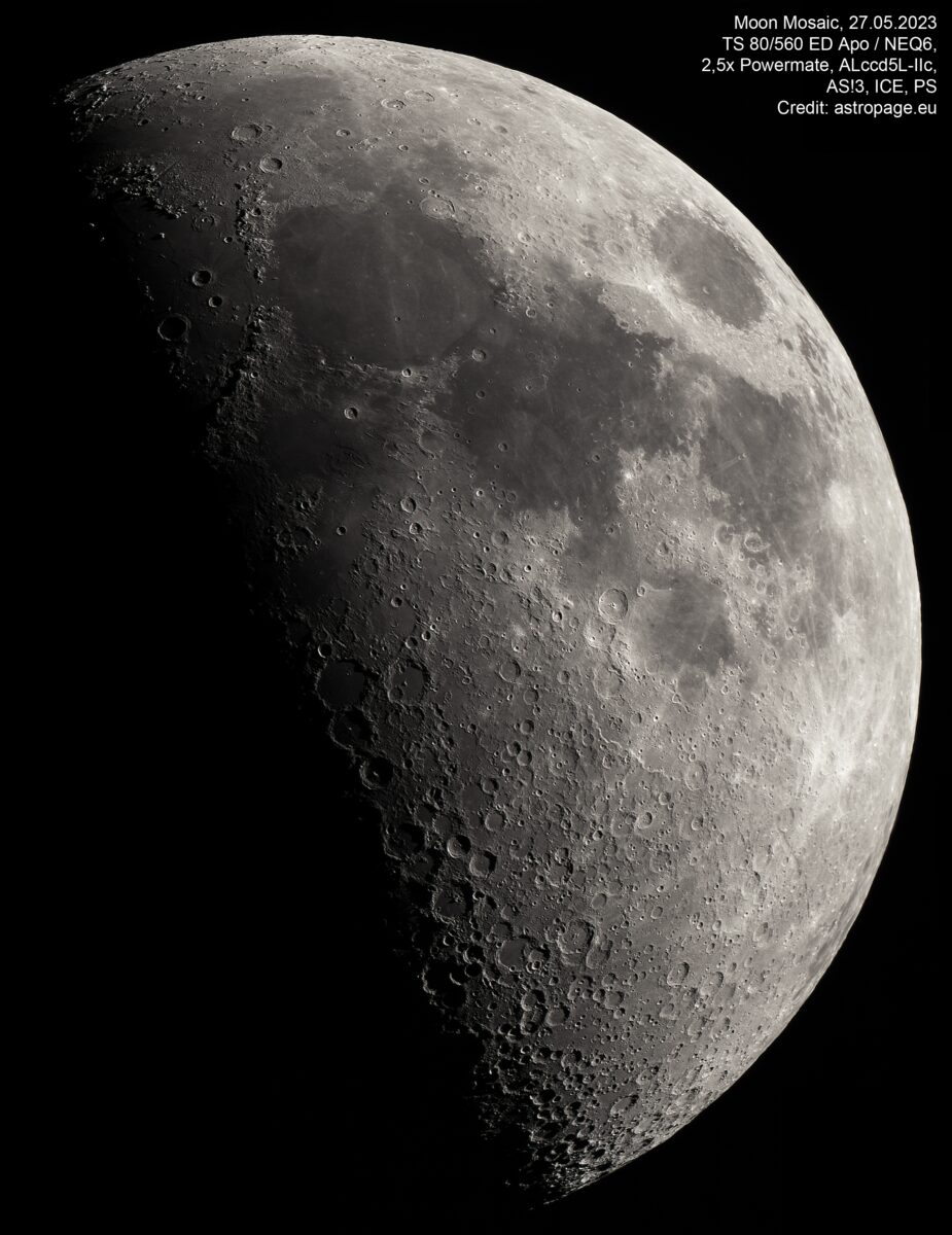 Der zunehmende Mond am 27. Mai 2023. (Credits: astropage.eu)