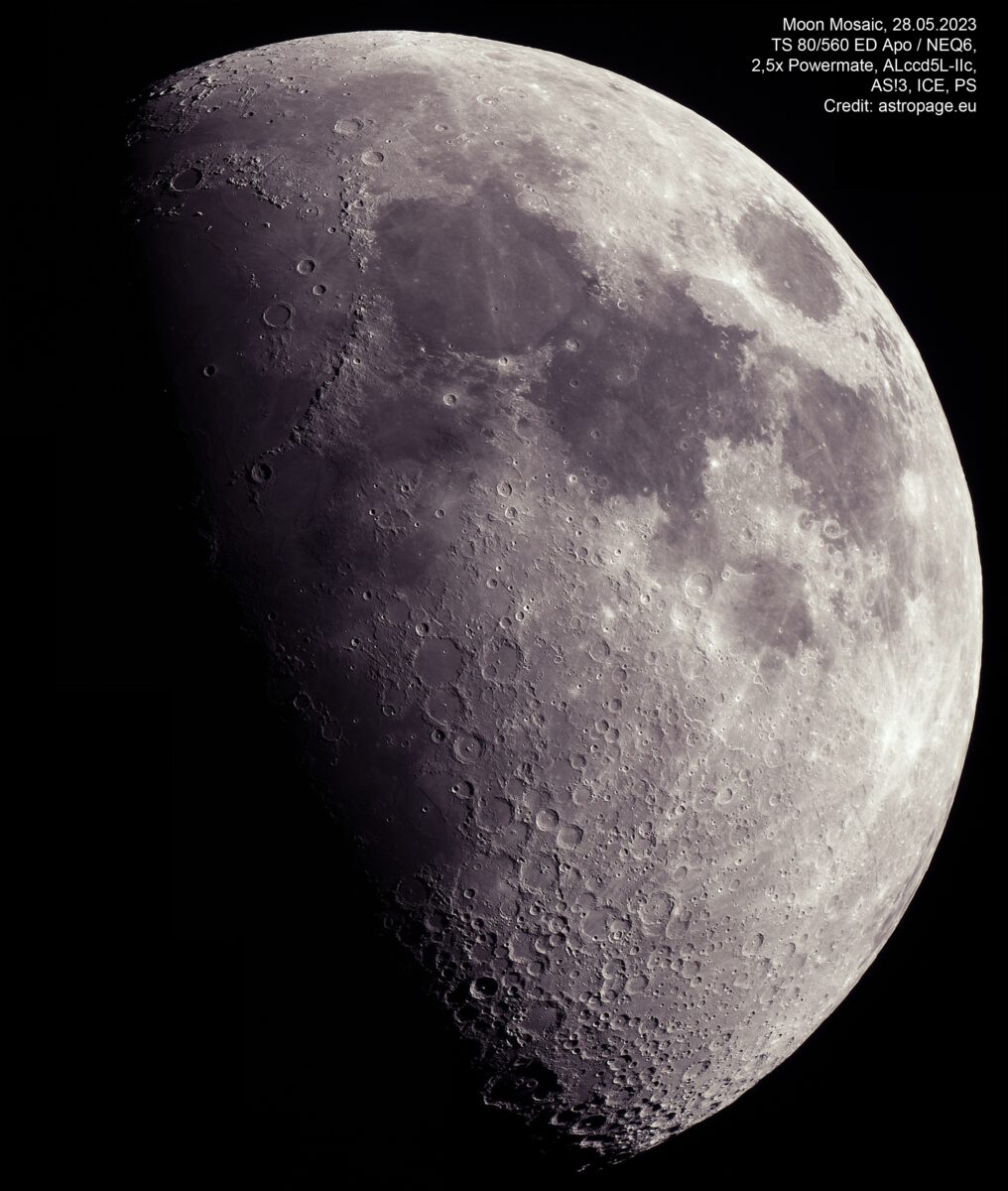 Der zunehmende Mond am 28. Mai 2023. (Credits: astropage.eu)