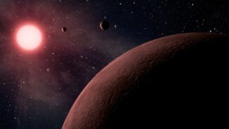 Künstlerische Darstellung eines Exoplaneten, der einen kleinen Stern umkreist. (Credits: NASA / JPL-Caltech)