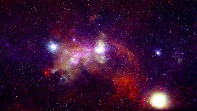 Das galaktische Zentrum. (Credits: NASA / CXC / SAO, JPL-Caltech, MSFC, STScI, ESA / CSA, SDSS, ESO)