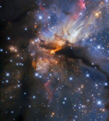 Hubble-Aufnahme der Region G35.2-0.7N. (Credits: ESA / Hubble & NASA, R. Fedriani, J. Tan)