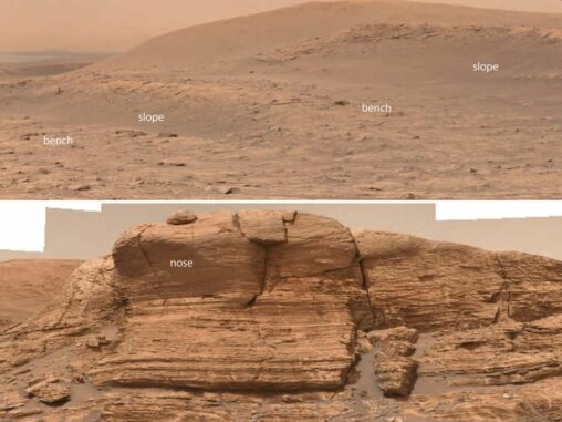 Bank (bench)- und Nasen (nose)-Morphologie auf dem Mars (Credit: NASA / Caltech-JPL / MSSS)