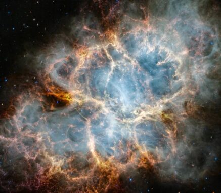 Der Krebsnebel, basierend auf Daten der NIRCam und MIRI an Bord des James Webb Space Telescope. (Credits: Image: NASA, ESA, CSA, STScI, T. Temim (Princeton University)) Der Krebsnebel, basierend auf Daten der NIRCam und MIRI an Bord des James Webb Space Telescope. (Credits: Image: NASA, ESA, CSA, STScI, T. Temim (Princeton University))