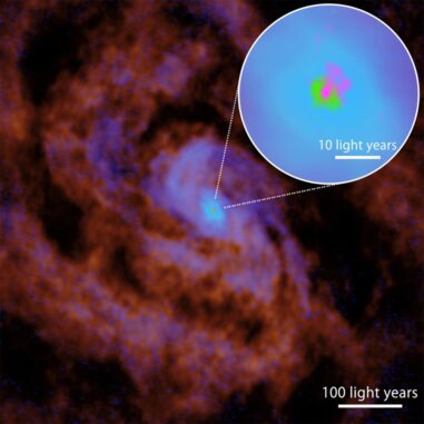 ALMA-Aufnahme der Zentralregion der Circinus-Galaxie. (Credit: ALMA (ESO / NAOJ / NRAO), T. Izumi et al.)) ALMA-Aufnahme der Zentralregion der Circinus-Galaxie. (Credit: ALMA (ESO / NAOJ / NRAO), T. Izumi et al.))