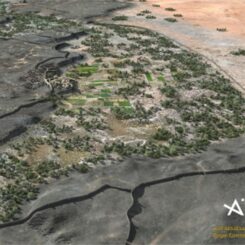Digitale Rekonstruktion des Bollwerks im Nordteil der Khaybar-Oase vor 4.000 Jahren. (Credits: © Khaybar Longue Durée Archaeological Project, M. Bussy & G. Charloux)
