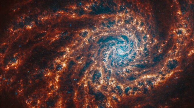 Webb-Aufnahme von NGC 4254. (Credits: NASA, ESA, CSA, STScI, Janice Lee (STScI), Thomas Williams (Oxford), and the PHANGS team)