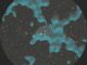 Dunkle Materie in der Region des Coma-Galaxienhaufens. Die Verteilung der Dunklen Materie (Dunkelgrün) ist auf ein Bild des Galaxienhaufens vom Subaru-Teleskop gelegt. (Credit: HyeongHan et al.)